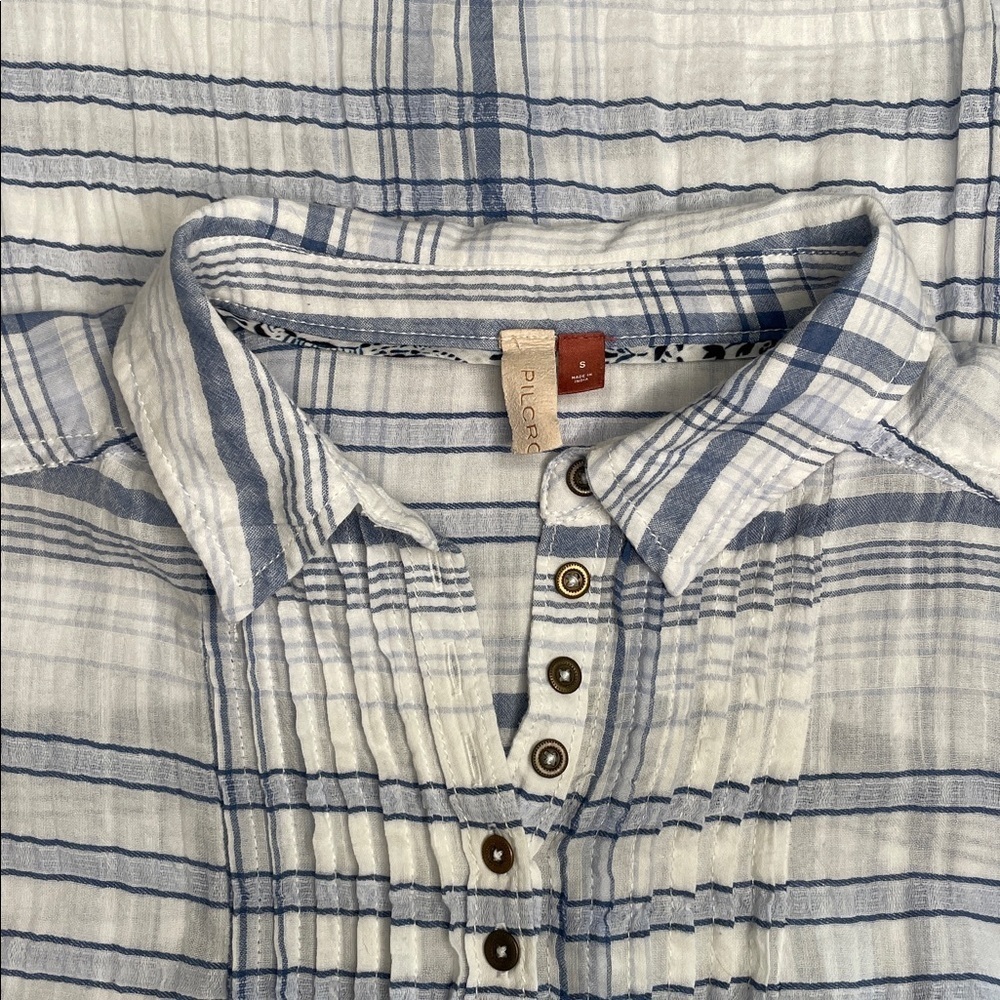 Anthropologie Pilcro Blue and White Plaid Tunic - Picture 4 of 12